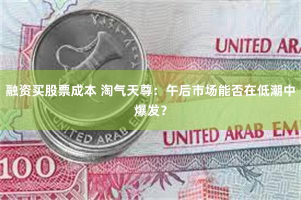 融资买股票成本 淘气天尊：午后市场能否在低潮中爆发？