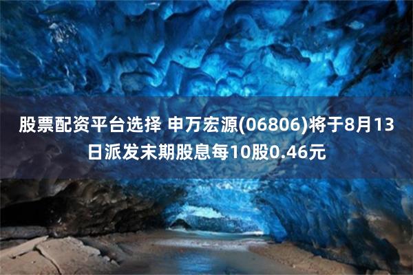 股票配资平台选择 申万宏源(06806)将于8月13日派发末期股息每10股0.46元