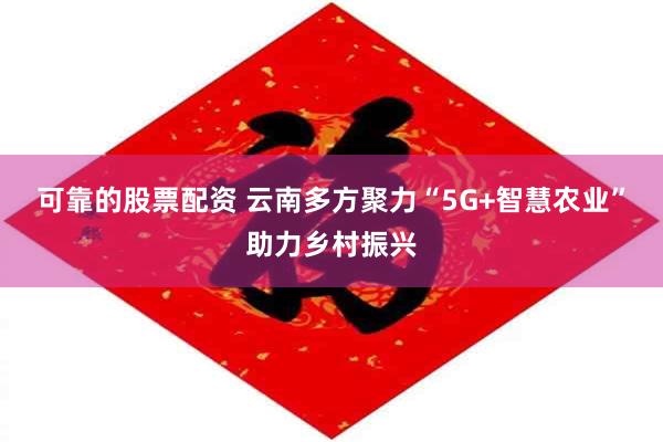 可靠的股票配资 云南多方聚力“5G+智慧农业”助力乡村振兴